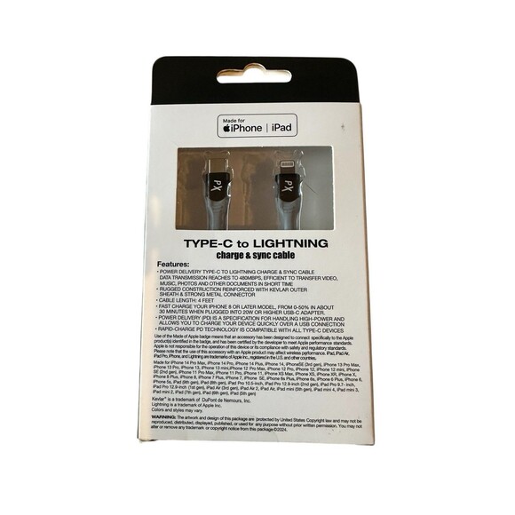 Lot 8 New PowerXcel Type C to Lightning Cables MFi-Certified Made with Kevlar - Picture 4 of 7